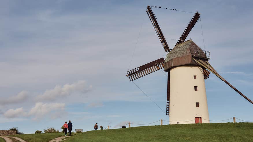 People walking up to the Skerries Mills in Skerries, Co Dublin