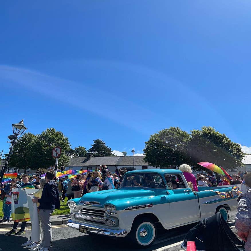 People celebrating Pride in Westport, Mayo