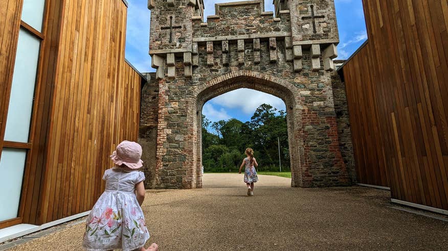 Little girls exploring Johnstown Castle Estate gardens at Easter.