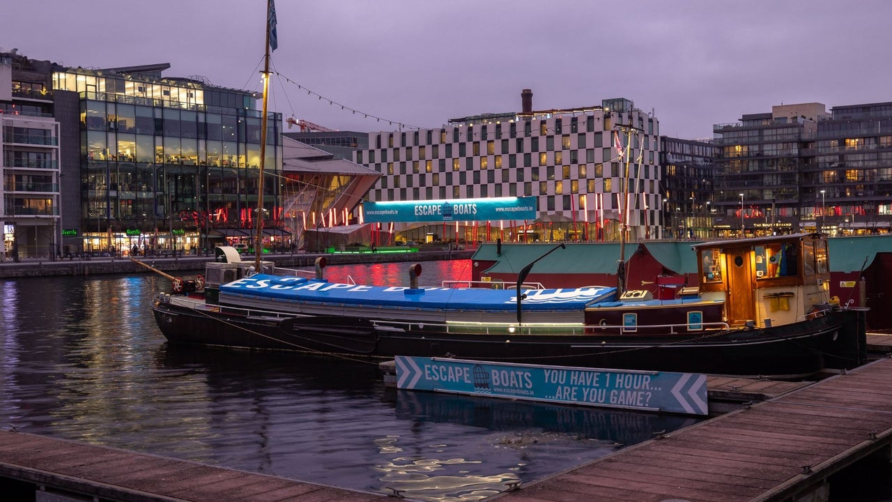 Escape Boat in dock at Grand Canal Dock Dublin