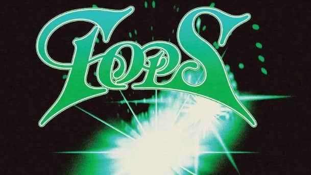 TOPS with Bury the Key at The Workman's Club. Fancy green writing against black background