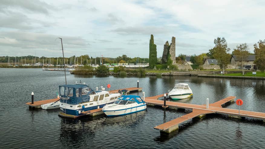 Boats docked at Dromineer Harbour in County Tipperary.