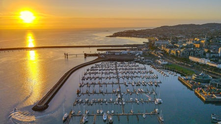 A sunset over the marina