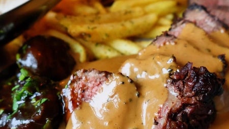 A view of the dry aged beef fillet main course served at The Brooklyn