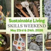 Learn foraging, eco-printing, herbal skincare, spoon carving, basket weaving, stone wall building and crocheting with expert tutors over a creative weekend in nature.