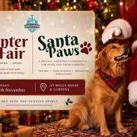 A poster to promote the Wells House and Gardens festive Winter Fair and Santa Paws