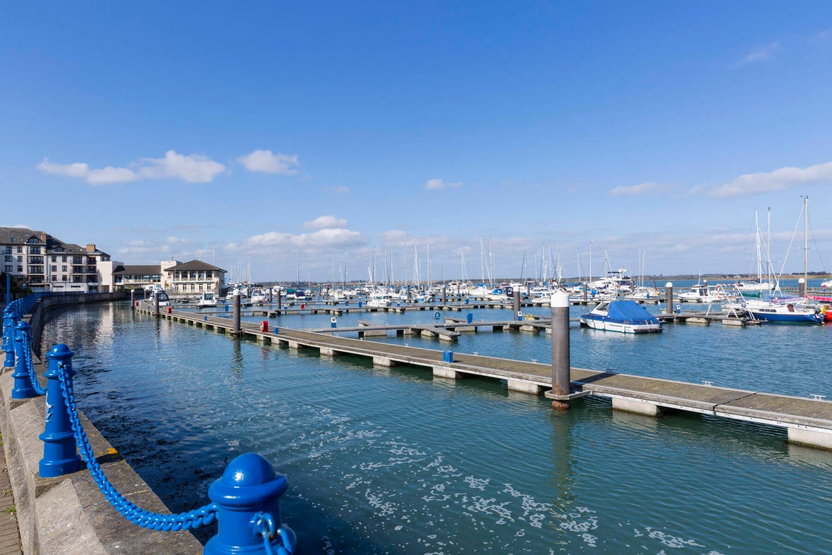 View of boats in Malahide Marina, Dublin.