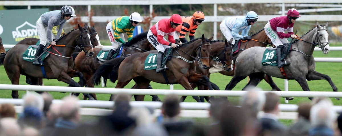 Close up of a horse race at Leopardstown