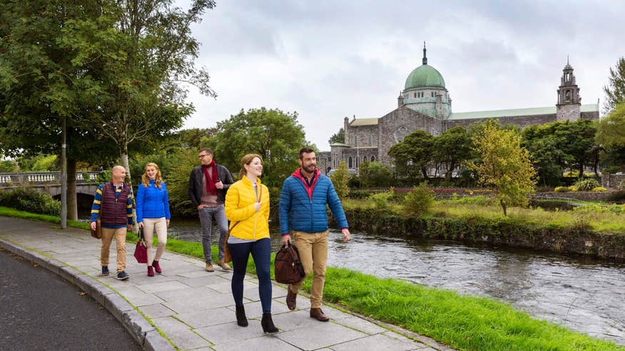 Delegates out walking by Galway Cathedral