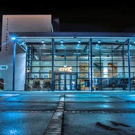 The exterior of the Civic Theatre at nightime