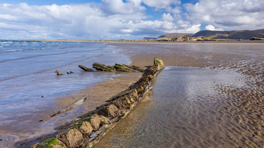 Remains of a Spanish Armada ship on Streedagh Beach in Sligo