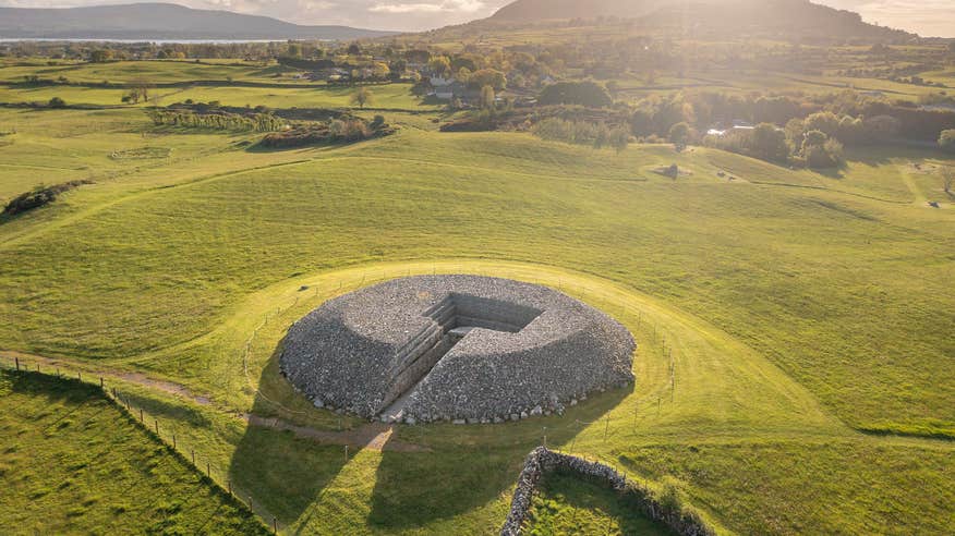 Aerial view of Carrowmore Megalithic Cemetery in Co Sligo