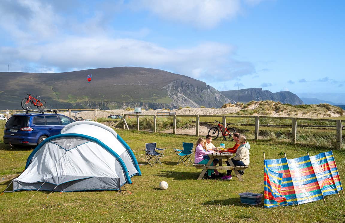 A family camping on Achill Island, Co Mayo