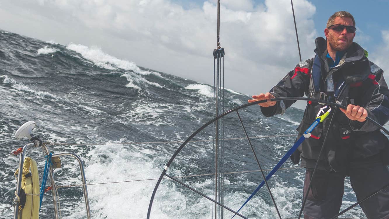 A man driving a boat in County Sligo