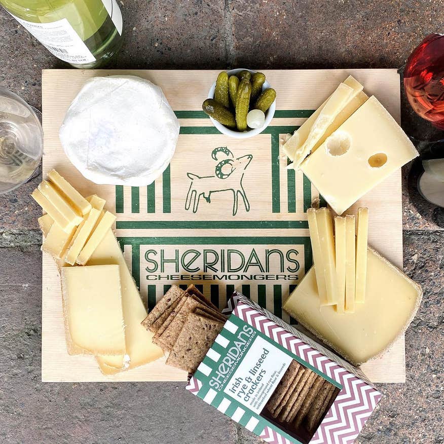 A cheeseboard from Sheridan's Cheesemongers in Dublin city