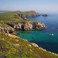 Green hills and blue sea at Saltee Islands, Wexford