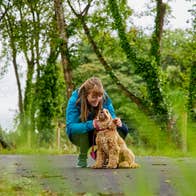 A woman with her dog