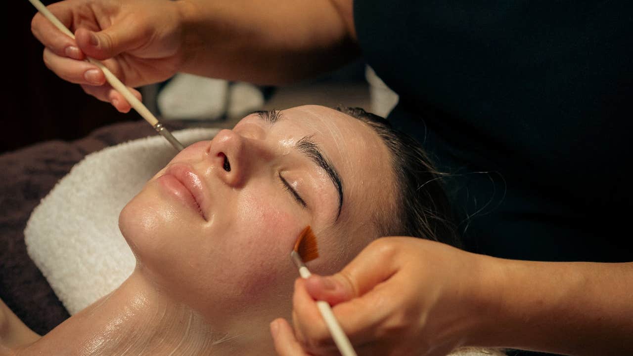 A lady receiving a facial treatment at The River Spa at Knightsbrook Hotel