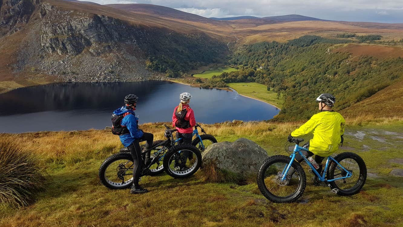 Image of people cycling in Lough Tay in County Wicklow