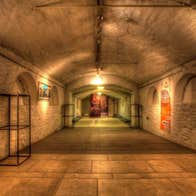 Art exhibition in long corridor