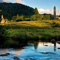 The green forests and blue rivers at Glendalough Monastic Site