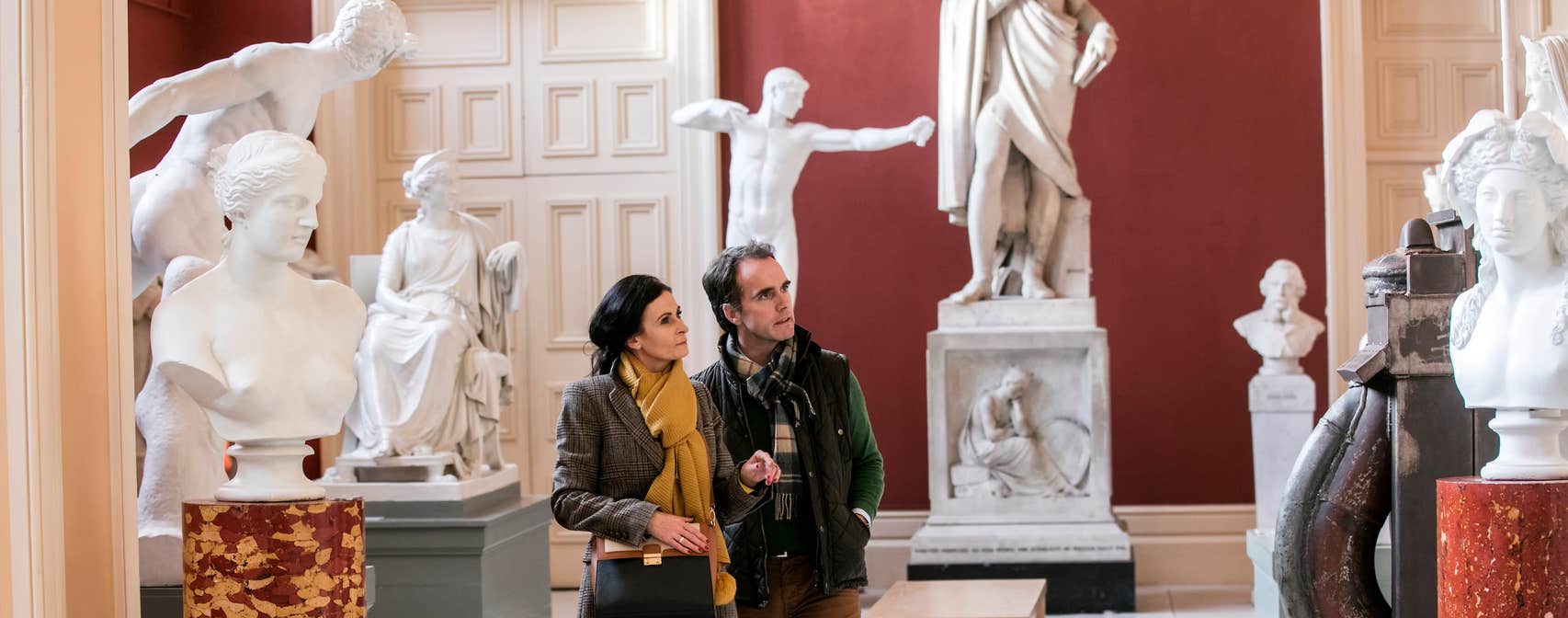 A couple admiring the statues on display at the Crawford Art Gallery in Cork city