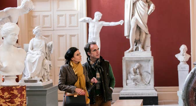 A couple admiring the statues on display at the Crawford Art Gallery in Cork city