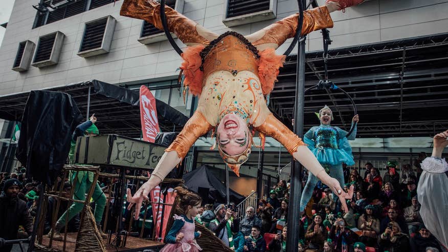 A performer in the 2024 St Patrick's Day Parade in Limerick city