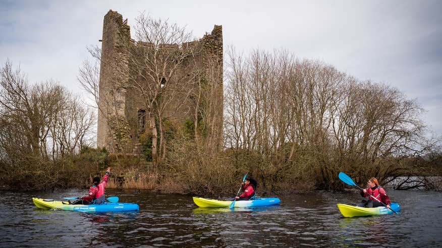 People kayaking in the River Erne with Cavan Adventure Centre.