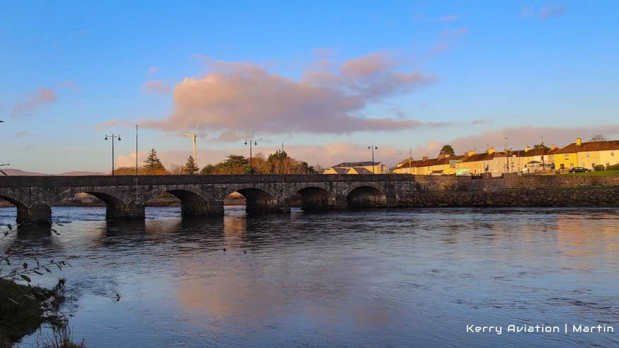 A row of houses beside the river and bridge in Killorglin, Kerry