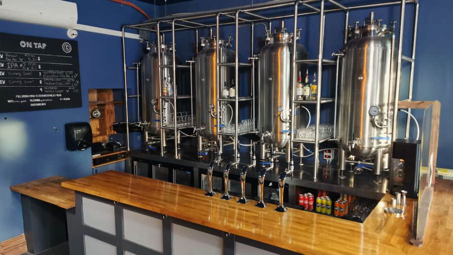 Taps with 300 litre tanks behind the bar