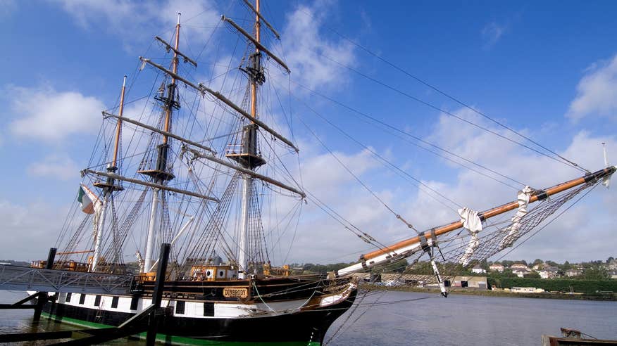 Exterior view of the Dunbrody Famine Ship in New Ross, Co Wexford