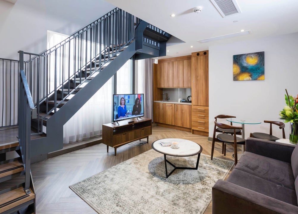 Sitting room with stairs