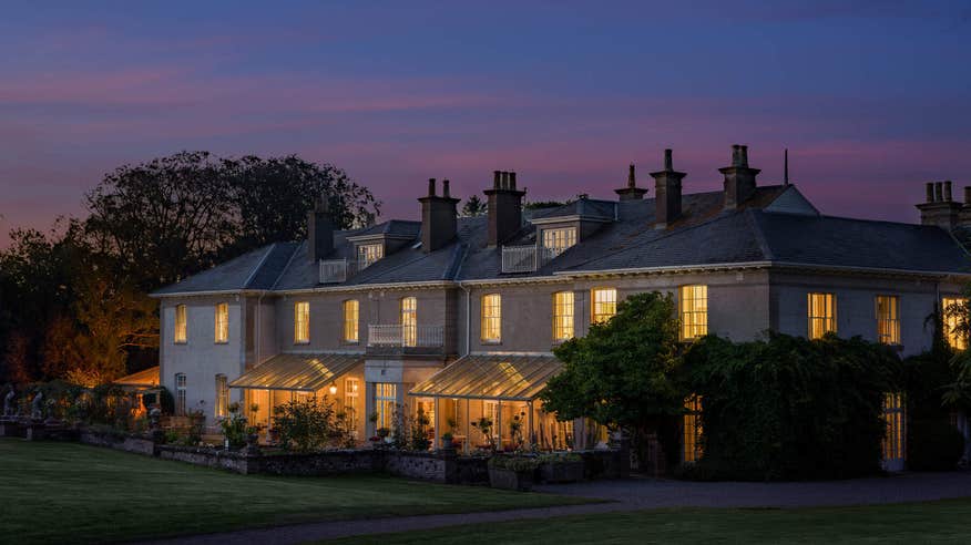 Dunbrody House at night.