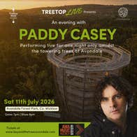 An evening with Paddy Casey performing live for one night only amidst the towering trees of Avondale Forest Park. Pre performance reception in Walled Garden from 1800 with drinks and snacks available.Gates open at 1900 Show starts at 2000