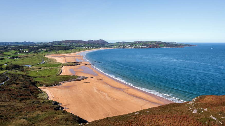 Aerial view of Portsalon Beach in Co Donegal