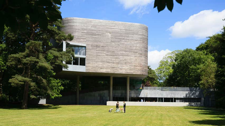 An exterior view of The Glucksman Gallery and lower grounds of University College Cork