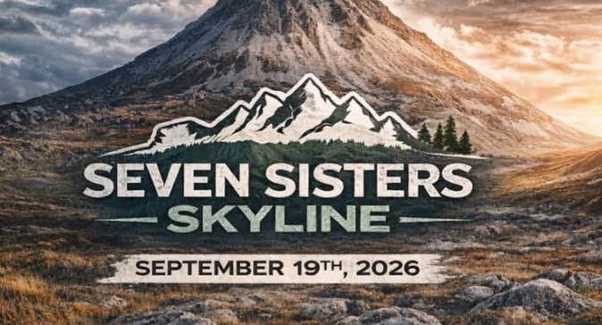 Seven Sisters Skyline 2026, logo with large rocky hill in background