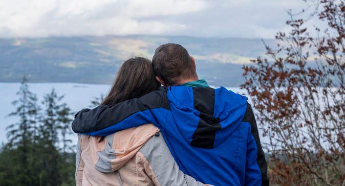 A couple on the Arigna Miners Way Viewpoint in Co Leitrim