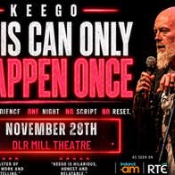 This image shows Keego's poster for his show "This Can Only Happen Once"