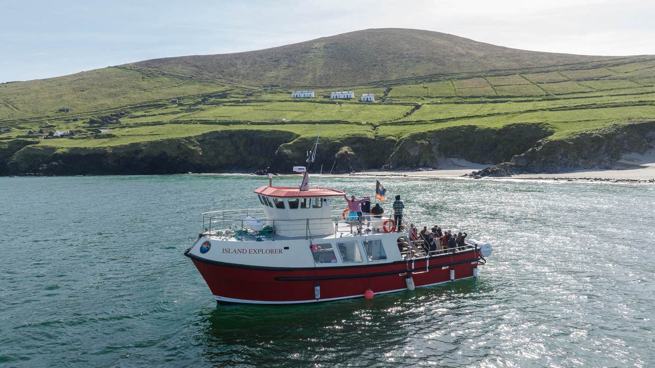 A boat with passengers at sea