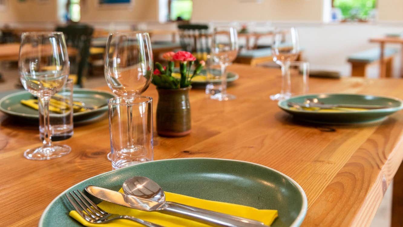 A table prepared for dining