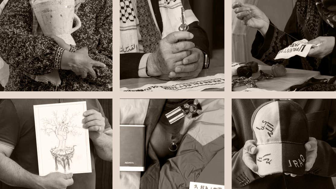 6 individual photos of different small objects being held by someone, their faces out of view.