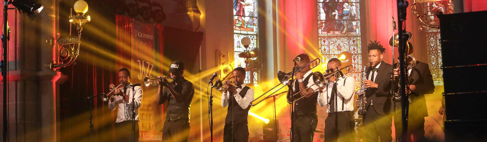 A brass band performing at the Guinness Cork Jazz Festival in Cork city in 2021
