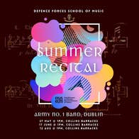 Poster for The Army No. 1 Band Performance with multicoloured shapes against dark background.