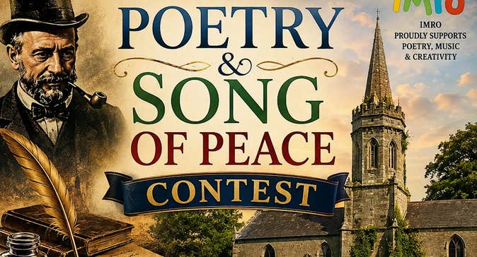 Old style poster for The Darby Ryan Intl Poetry Contest & Song of Peace