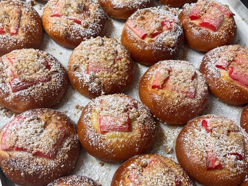 Rhubarb compote buns from Bread Naturally in Raheny, Co Dublin