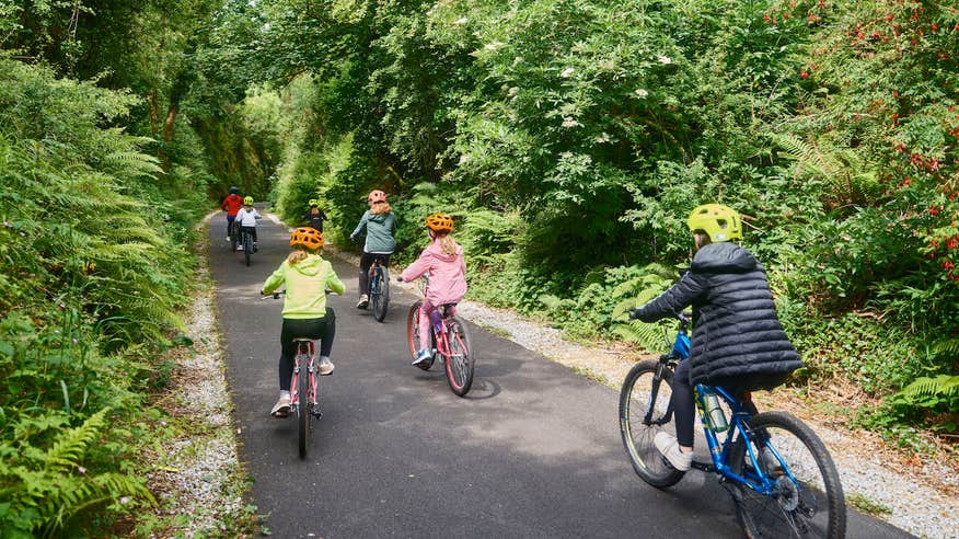 Kids cycling the Limerick Greenway in Co Limerick