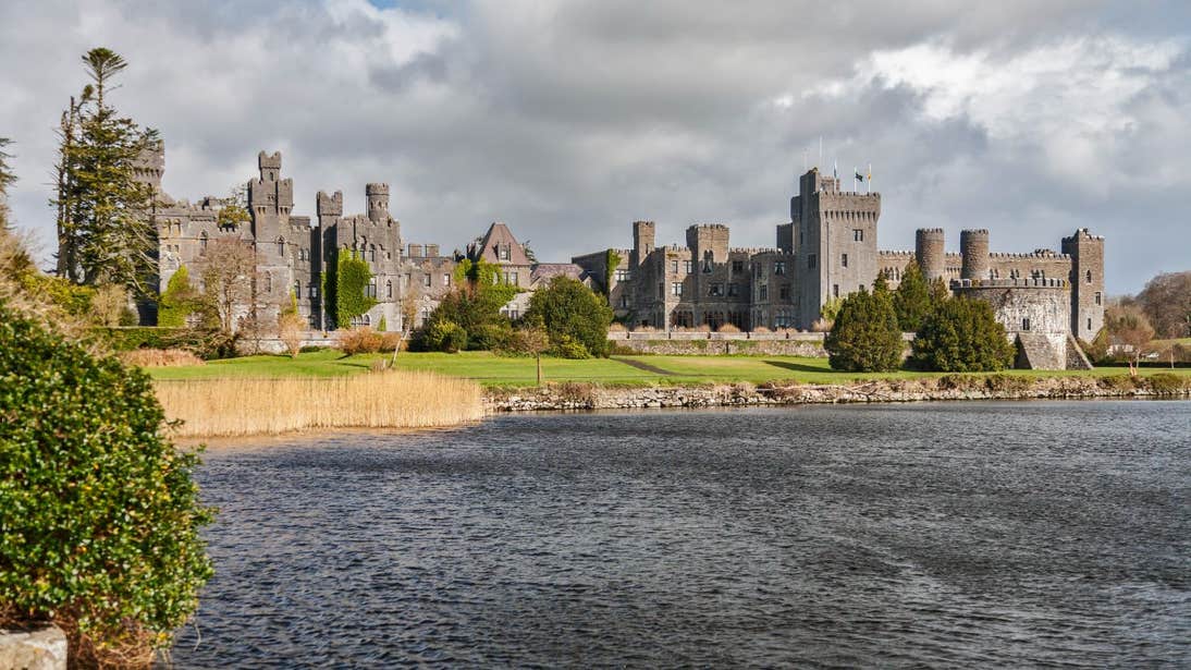 Ashford Castle beside the water in Galway