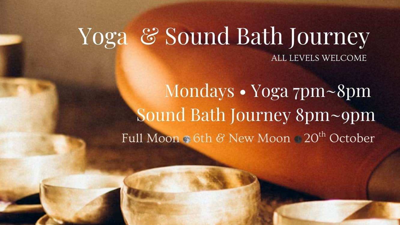 Join us every Monday, 7 • 8pm for a gentle yoga practice accessible to all levels🧘🏻♀️October Special: Sound Bath Journey Full Moon: Oct 6 🌝 | New Moon: Oct 20 🌑 ~ 8pm • 9pm